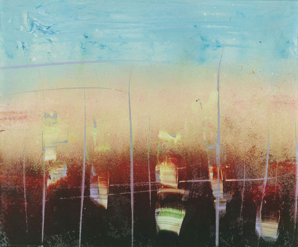 l´enface des champs, fixé sur verre, 1988, 16,5 x 20 cm